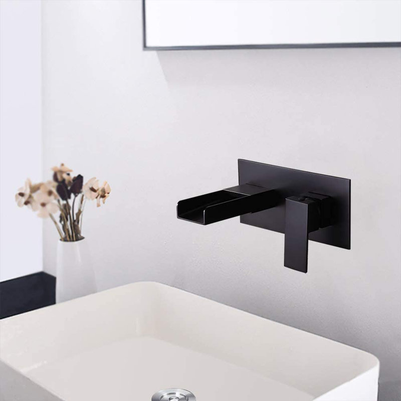 Wall Mounted Waterfall Bathroom Sink Faucet