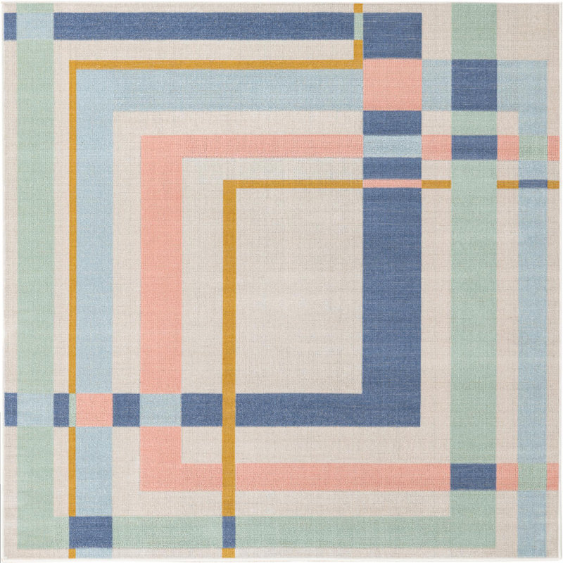 Geometric Indoor Rug, Square 6'