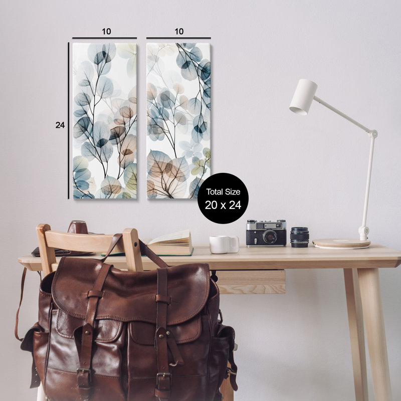 «Elegant Abstract Botanical Plant Leaves» par Albert Koetsier - ensemble de 2 impressions, H 24 po x l 10 po