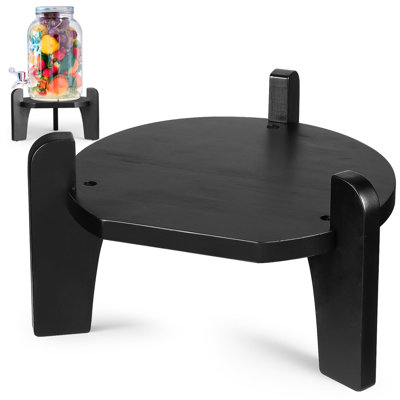 Beverage Dispenser Stand Bamboo Wood Drink Dispenser Stand Fits 6-8" Diameter Of Glass Jar Base For Glass Beverage Water Jug Containers, Black