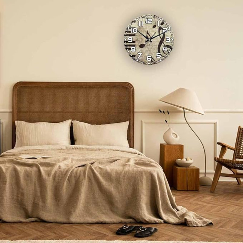 Horloge murale pour piano avec horloge murale en bois 10 pouces