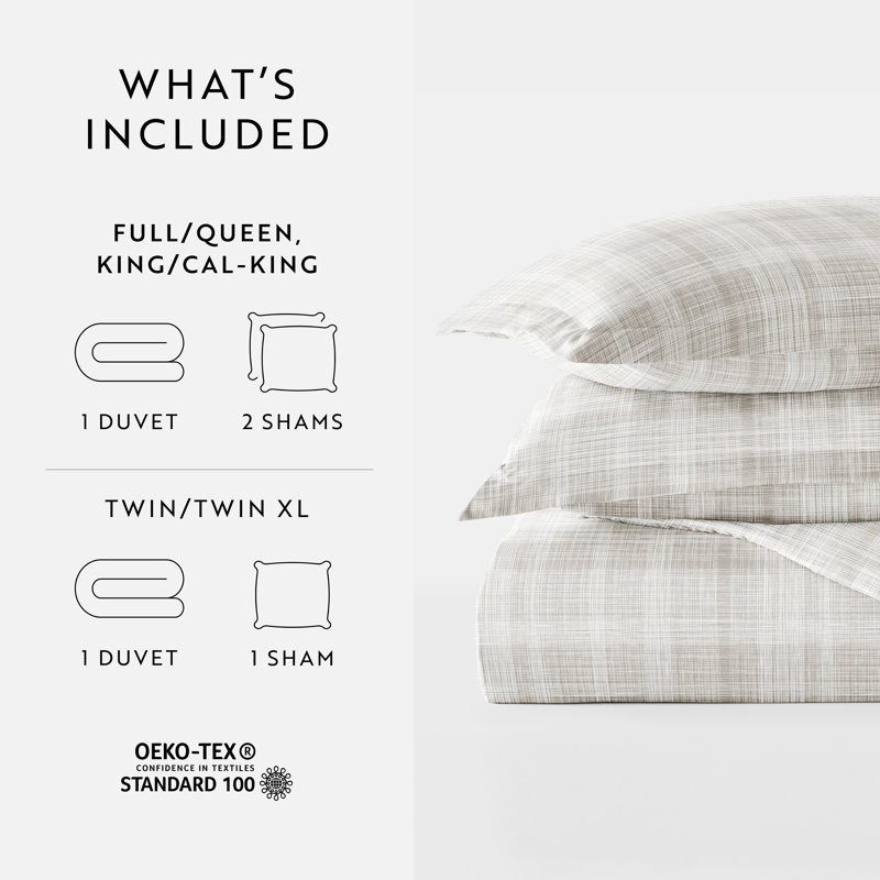 Gray Twin/Twin XL Microfiber Thatch Pattern Duvet Cover Set