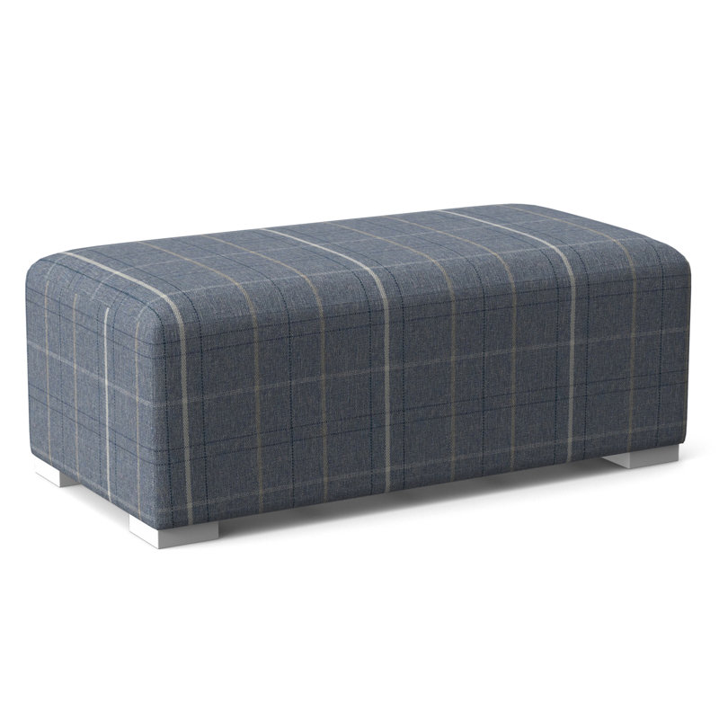 Campos Ottoman, Lapis Plaid; 0126-63, Frost White