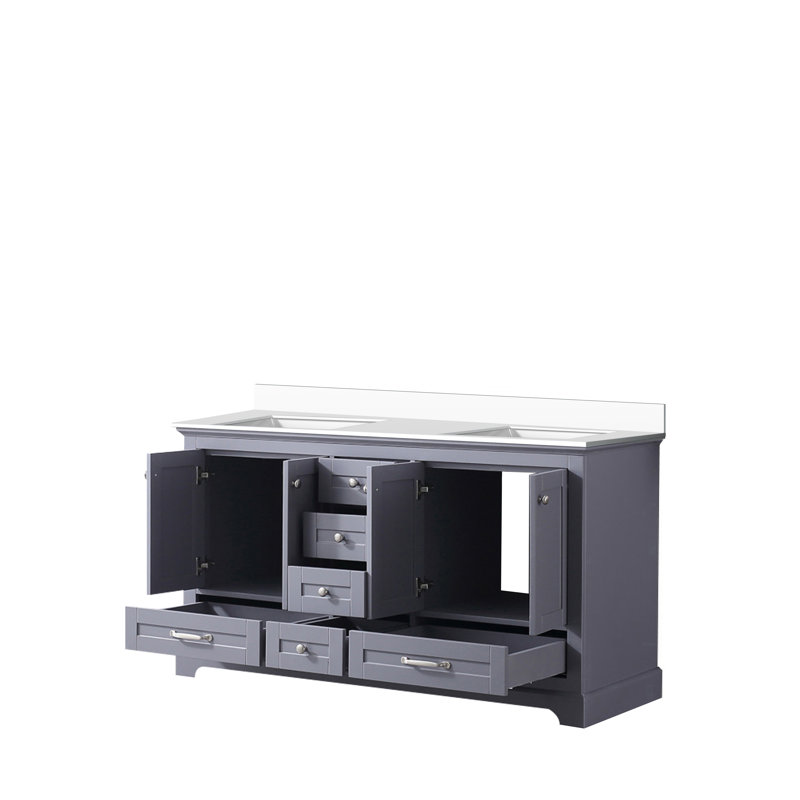 Dukes 60 in. W x 22 in. D Double Bath Vanity, White Quartz, Dark Grey