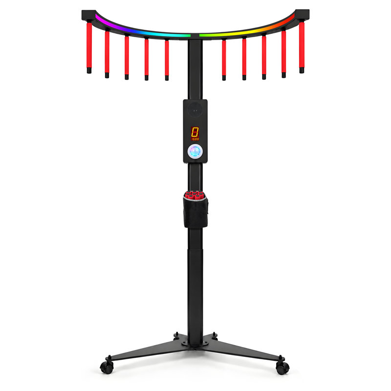 RXFSP Adjustable Catch Stick Game Machine, Hand-Eye Coordination Reflex Challenge Game, 58-78in Adjustable Height, RGB Light & Digital Score Display, Rolling Wheel Base, Portable Reaction Game for Bar, Carnival, Event Rental & Game Room