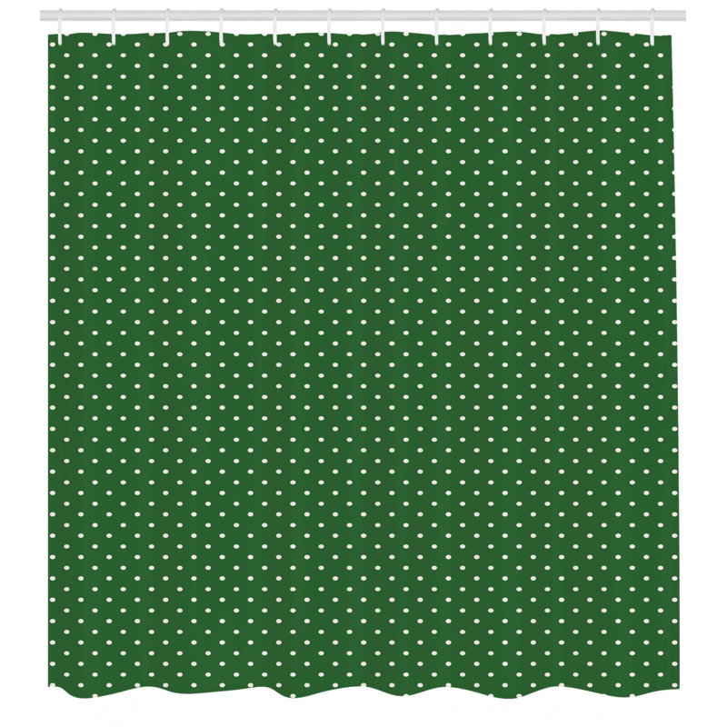 Shower Curtain with Hooks Included, 75" H x 69" W, Green and White 1