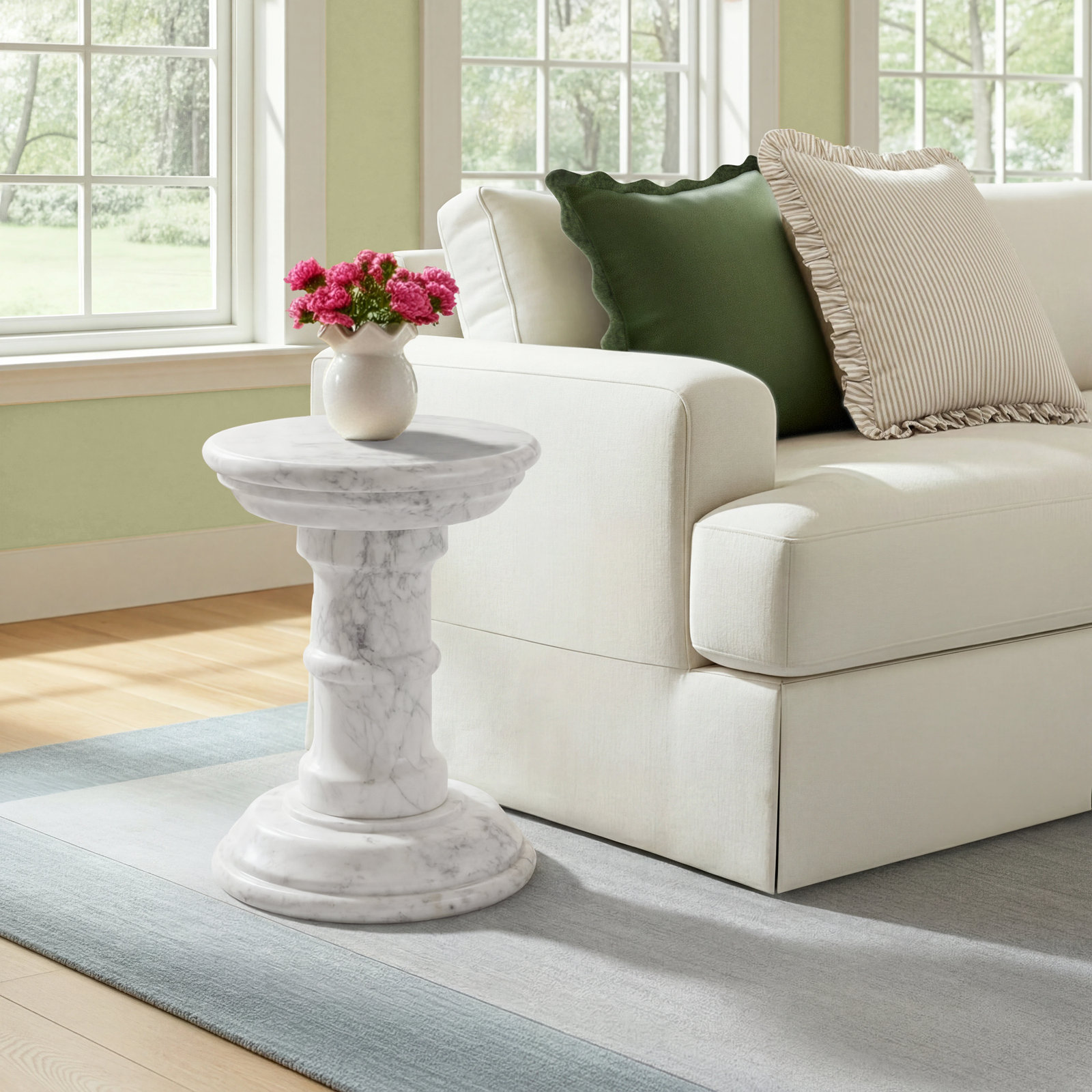 Esparquy 12" Genuine Marble End Table