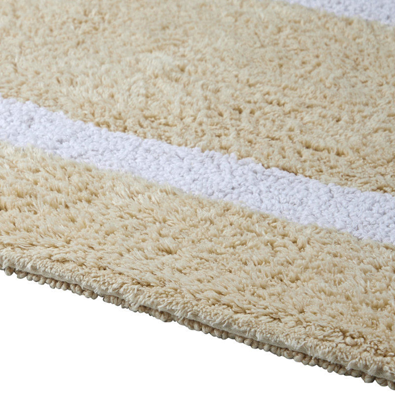 Broshous Premium 100% Cotton 2370 GSM 2-Piece Bath Rug Set, Ultra Plush Tufted Bathroom Mats, Super Absorbent OEKO-TEX® Certified, Reversible, Machine Washable, Spa-Like Comfort, Sand/White
