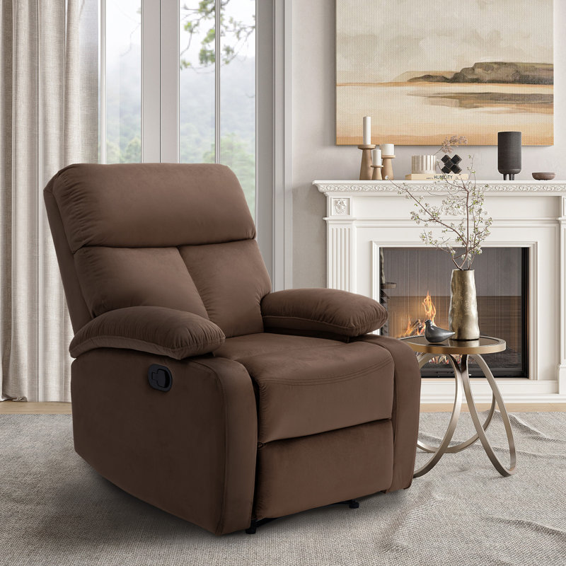 Petit fauteuil inclinable manuel pour adultes, velours, Brun