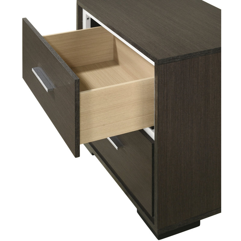 Table de chevet 2 de style rustique gris élégant, décor de chambre à coucher, structure moderne en bois massif, décor