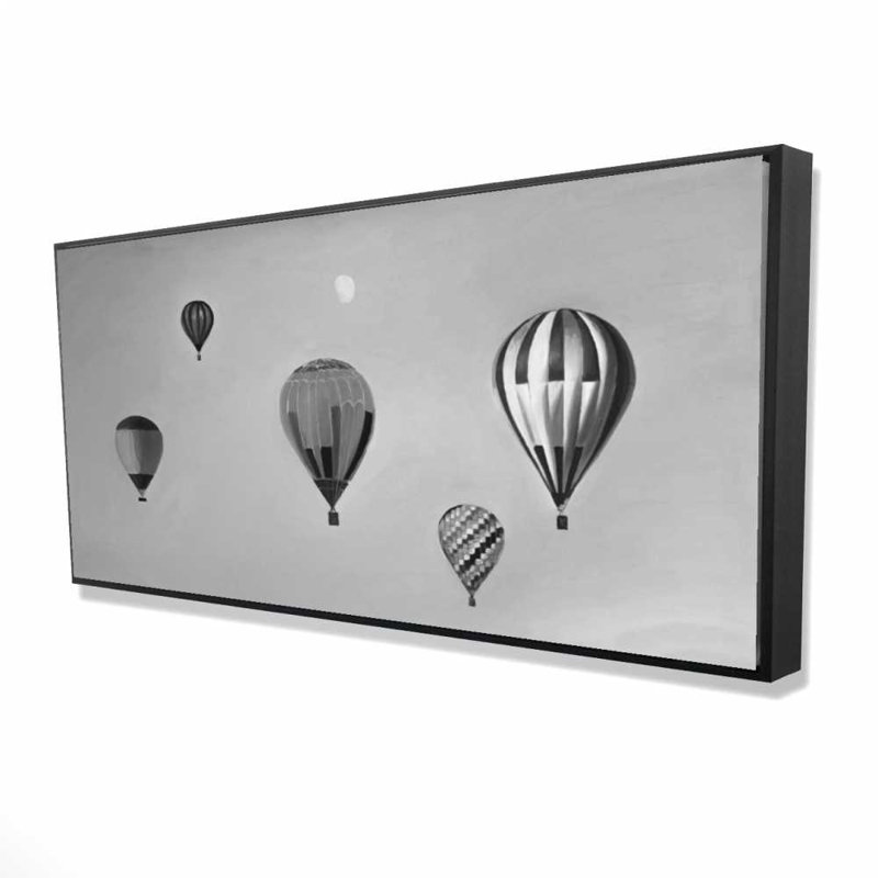 Air Balloon Landscape - Gray Landscapes Framed Canvas Decor