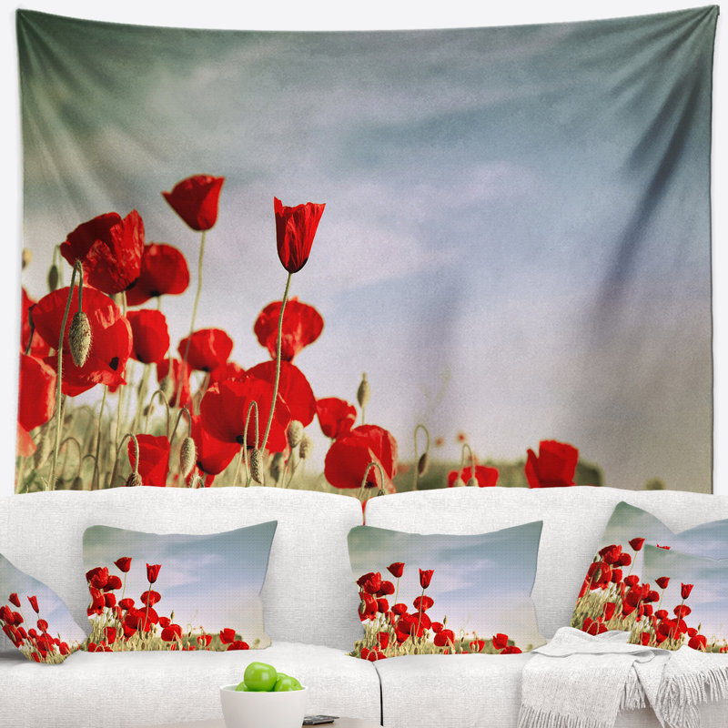 Tapisserie «Coquelicots rouges», H 68 po x l 80 po