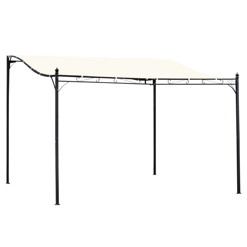 Pergola 10 pi x 13 pi avec fabrication en acier. Auvent de patio, drainage. Crème, blanc, abri de jardin Cadre, auvent. Blindage. Pour le jardin, la terrasse. Blanc