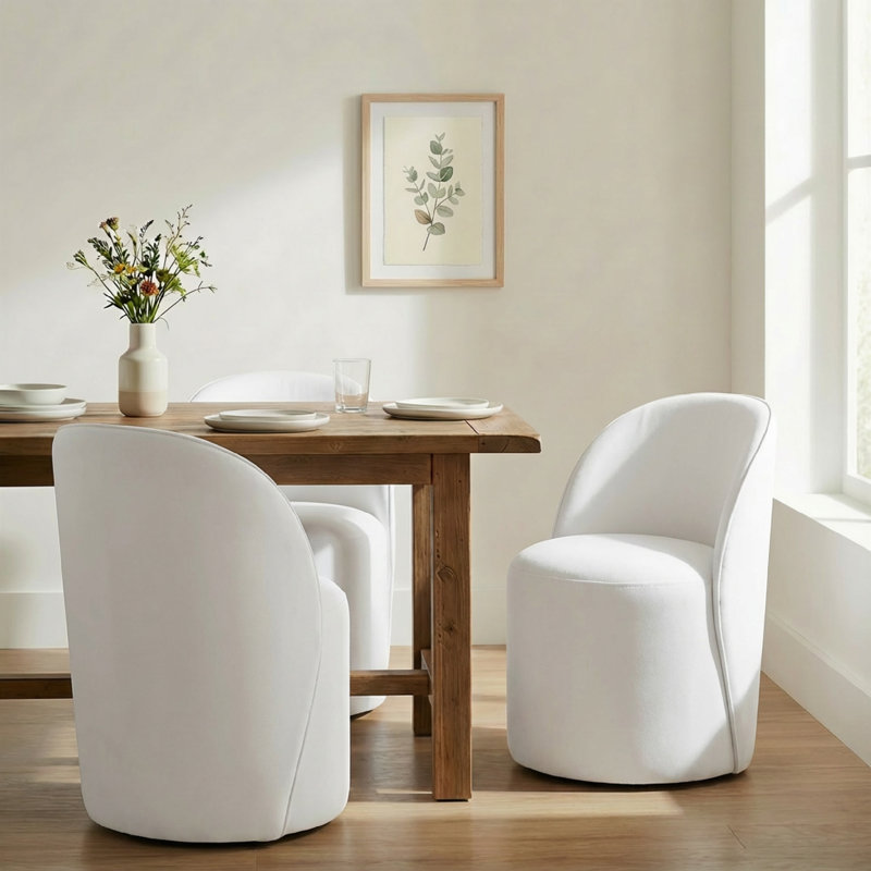 Chaise d'appoint rembourrée avec roulettes Lola (ensemble de 2), Blanc