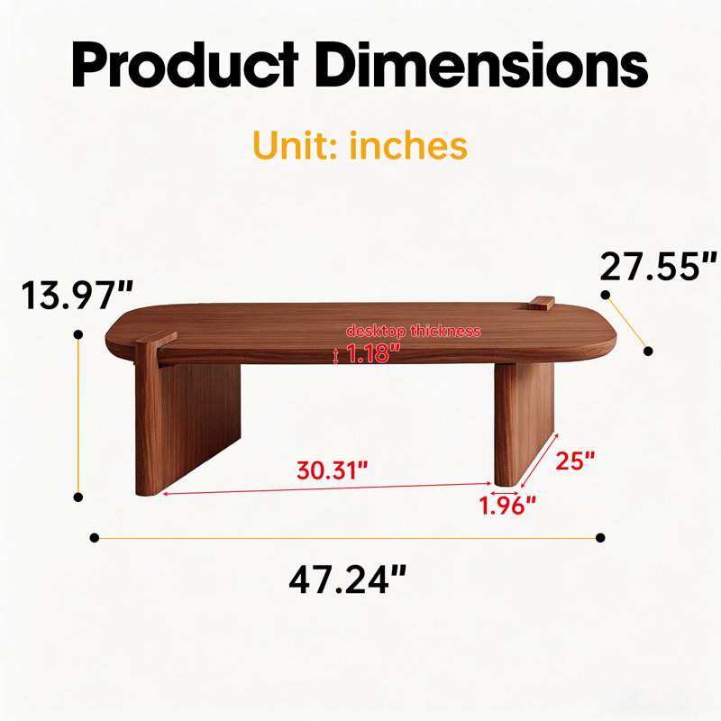 47" Oval Coffee Table, Farmhouse Center Accent Table for Living Room