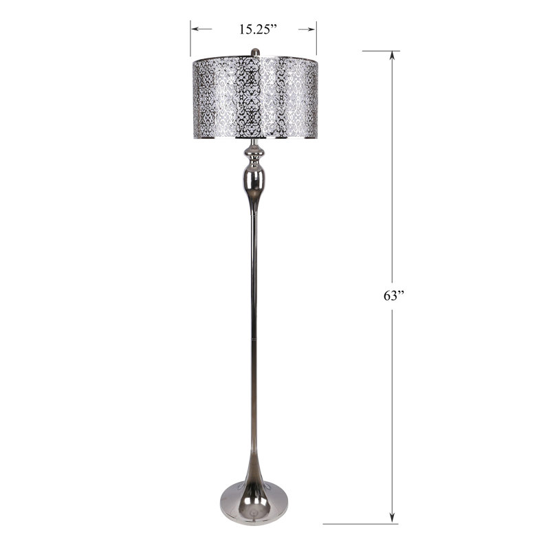 Lampe sur pied 63 po Poyner, Nickel poli, Nickel poli