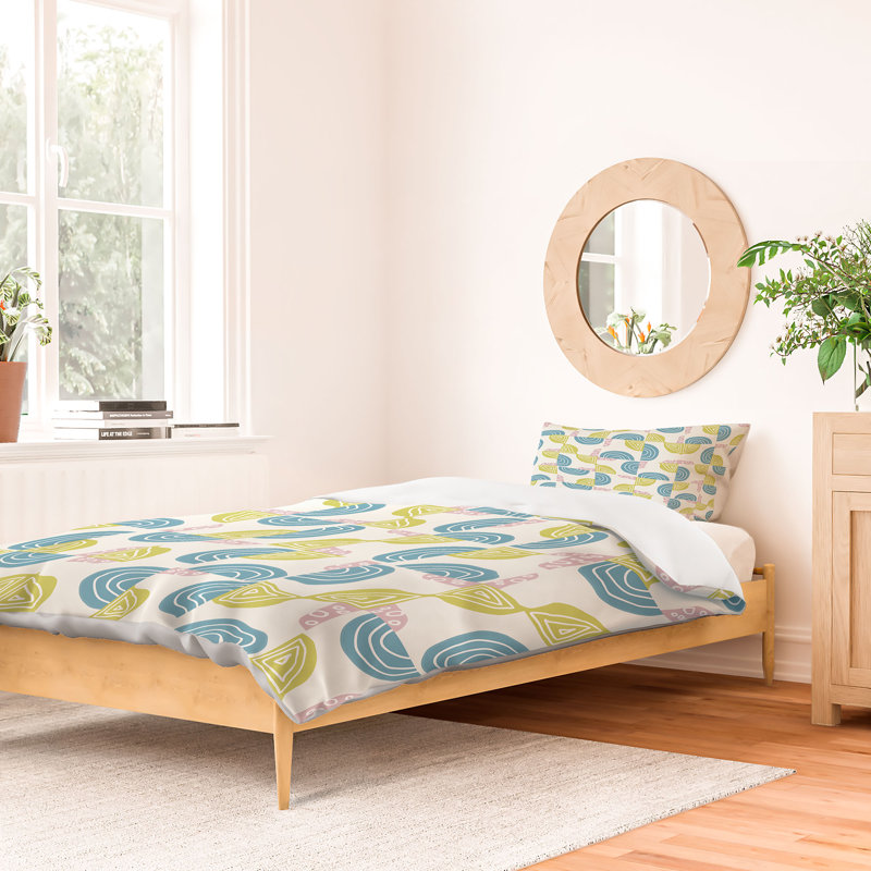 Housse de couette en coton bleu / rose / vert Mirimo, Housse de couette extra longue pour lit simple