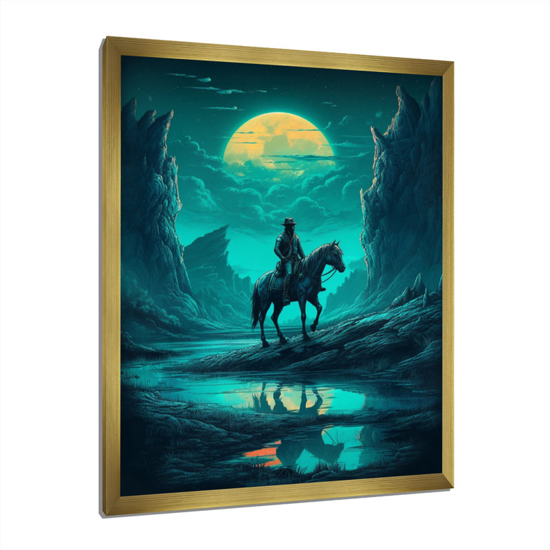 Night Rider III sur toile, H 20 po x l 12 po x P 1 po, Cadre doré à coins fermés
