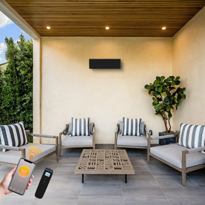 Wexstar Ultra 1000w Black Wall/ceiling Infrared Heater With Built-in Thermostat Wi-fi Smart Phone Connection And Remote Control