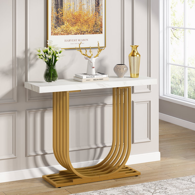 Morrisey 100cm Console Table, White, Gold