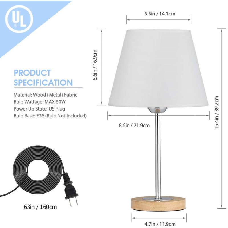 Awet Wood Table Lamp, Silver
