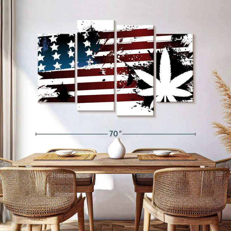 Marijuana et drapeau américain, H 42 po x l 68 po
