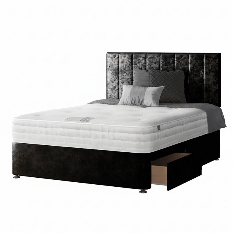 Ohiowa Divan Bed Base, Black, Double (4'6), 4 Drawers