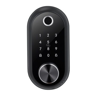 Fingerprint Door Lock Set, Electronic Biometric Deadbolt Keyless Entry Door Lock with Handle, Touchscreen, Auto Locking, One-Time Code, Anti-Peeking Password, IC Cards, for Home, Matte Black