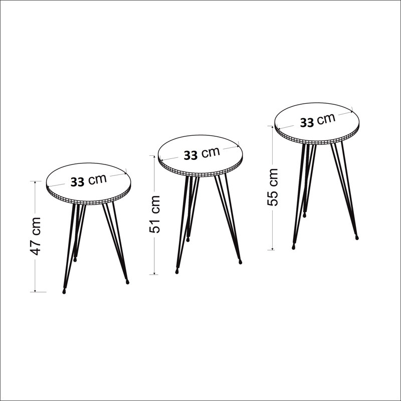 Ginsburg 3 Legs End Table Set, White