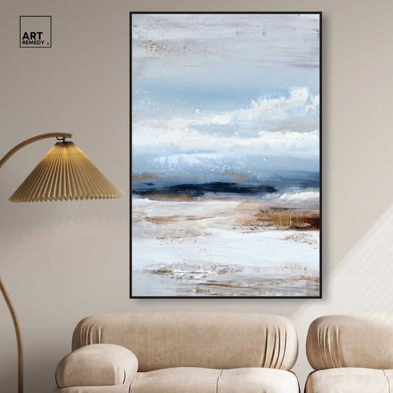"Oceanic Drift II", impression sur toile par Art Remedy, cadre noir, 36 x 54, H 55 po x l 37 po, Cadre noir