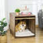 Table de bout pour caisse de chien de style meuble avec panneau de porte amovible, lit de caisse pour chien avec coussin en mousse, verrou de sécurité, utilisation intérieure, pour petits et moyens chiens