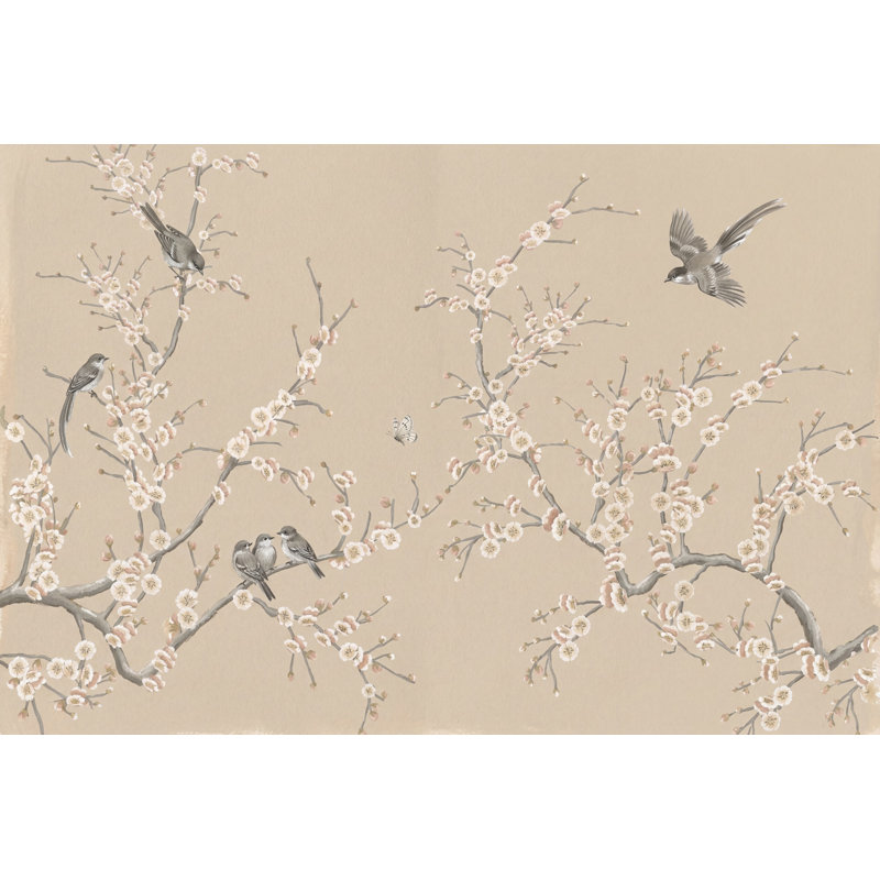 Décoration murale cerisier floral, Non tissé, 140 po x 108 po