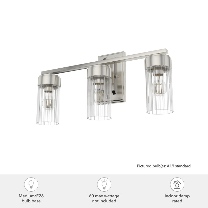 Gatz - Light Dimmable Vanity Light, Brushed Nickel, 3