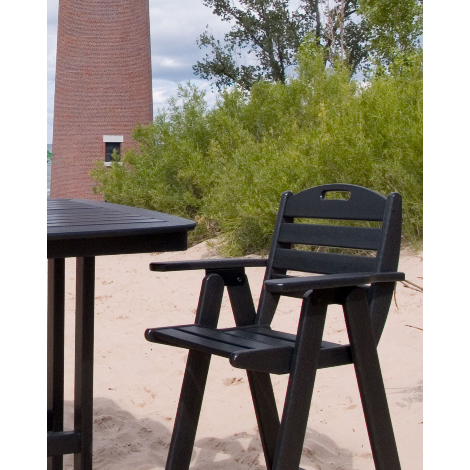 POLYWOOD® Nautical Patio Bar Stool, Black