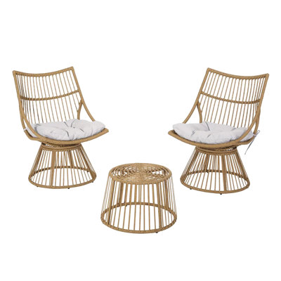 Faux Seating And Side Table - Iron Frame, Brown Finish Chair Construction, Cushioned