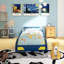 Lit plateforme en bois en forme de voiture avec roues pour adolescents