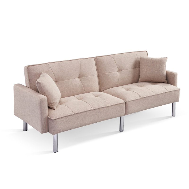 Degmo 84.6'' Upholstered Convertible Sofa, Beige 100% Polyester