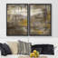 «Yellow Black Grunge Stroke Landscape», reproduction sur toile 2 pièces-87607392-87607394