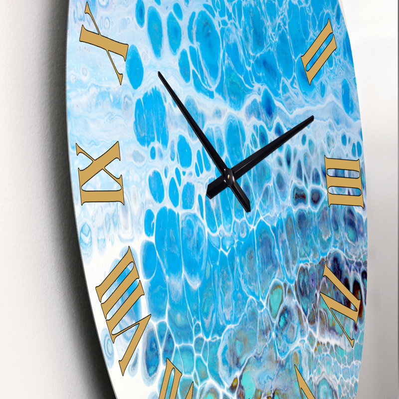 Blue CelluLar huile sur eau - horloge murale moderne, Petit