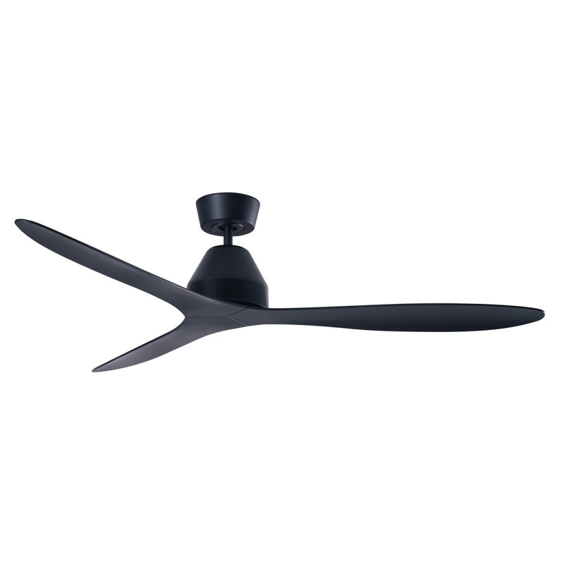 Whitehaven 56" Smart WiFi Indoor/Outdoor DC Ceiling Fan with Remote, Damp Rated, Black Modern Ceiling Fan, Black, Black