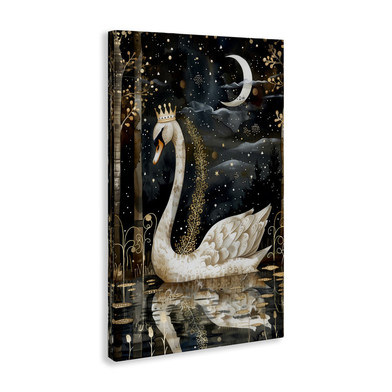 Art mural sur toile Regal Swan Moonlight par The Dutch Lady, H 30 po x l 20 po