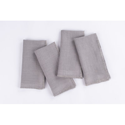 RAPHY LINEN DINNER NAPKIN SET (Set of 4), GREY