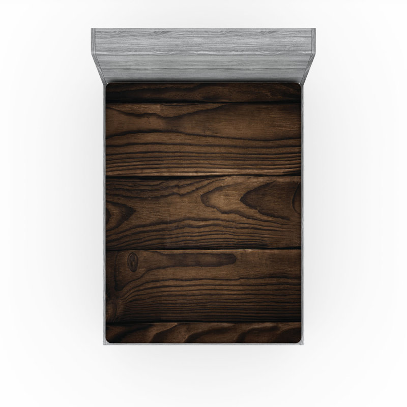 Ambesonne Fitted Sheet 2-Pack, Brown Wood/Shiplap 2, Queen Fitted Sheet