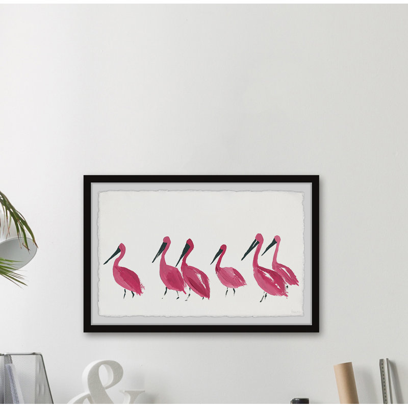 «Bright Pink Flameos», reproduction encadrée, H 24 po x l 36 po x P 1,5 po