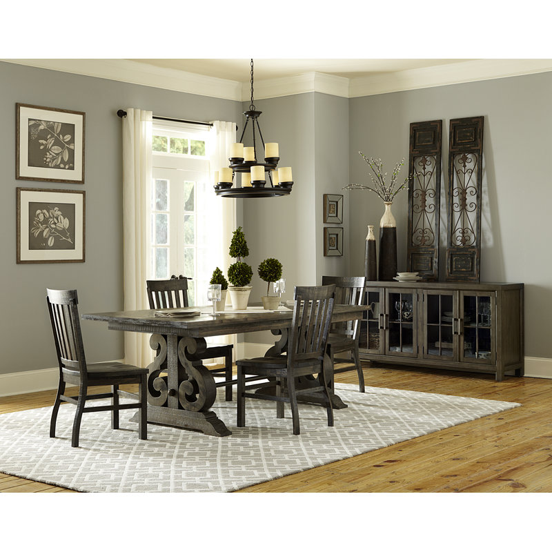 Ellsinore 112 " Extendable Rectangular with Solid Wood Base Dining Table, Peppercorn