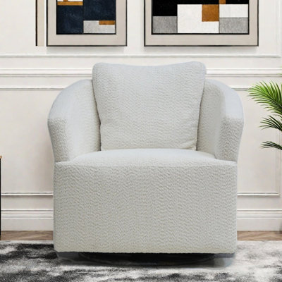 Chaise d'appoint moderne avec rotation à 360 °, velours beige pour un look luxueux Chaise pivotante, dossier rembourré en lin pour plus de confort