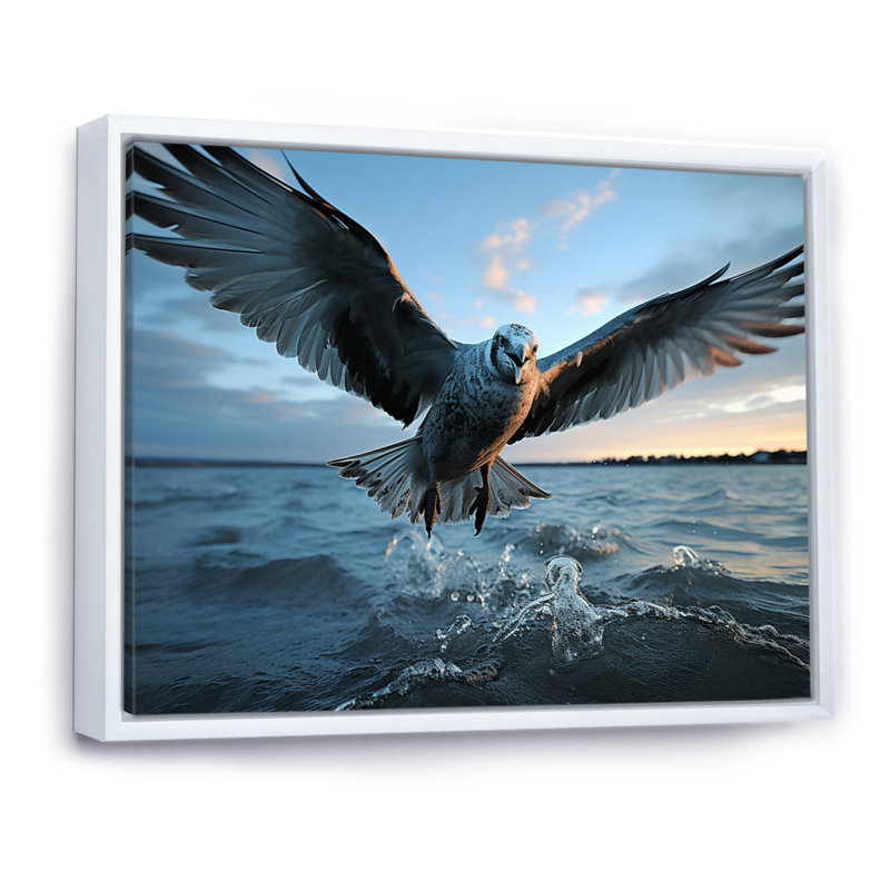 «Coastal Seabird Rising», reproduction sur toile, H 24 po x l 32 po x P 1 po, Cadre flottant blanc