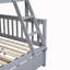 Lit simple superposé en bois d'hévéa simple avec lit gigogne, échelle convertible et garde-corps, lit convertible détachable, avec lit gigogne simple, gris