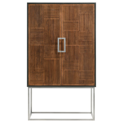 Washoe Walnut And Black 2-Door Bar Cabinet