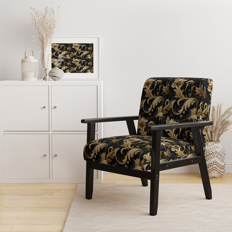Fauteuil d'appoint rembourré noir et doré Intrigue Elegance
